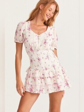 NWT LoveshackFancy Keelin Dress Magenta Light Large